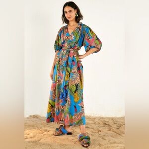 FARM Rio | Dresses | Anthropologie Farm Rio Maritime Magic Linen Blend Dress  | Poshmark
